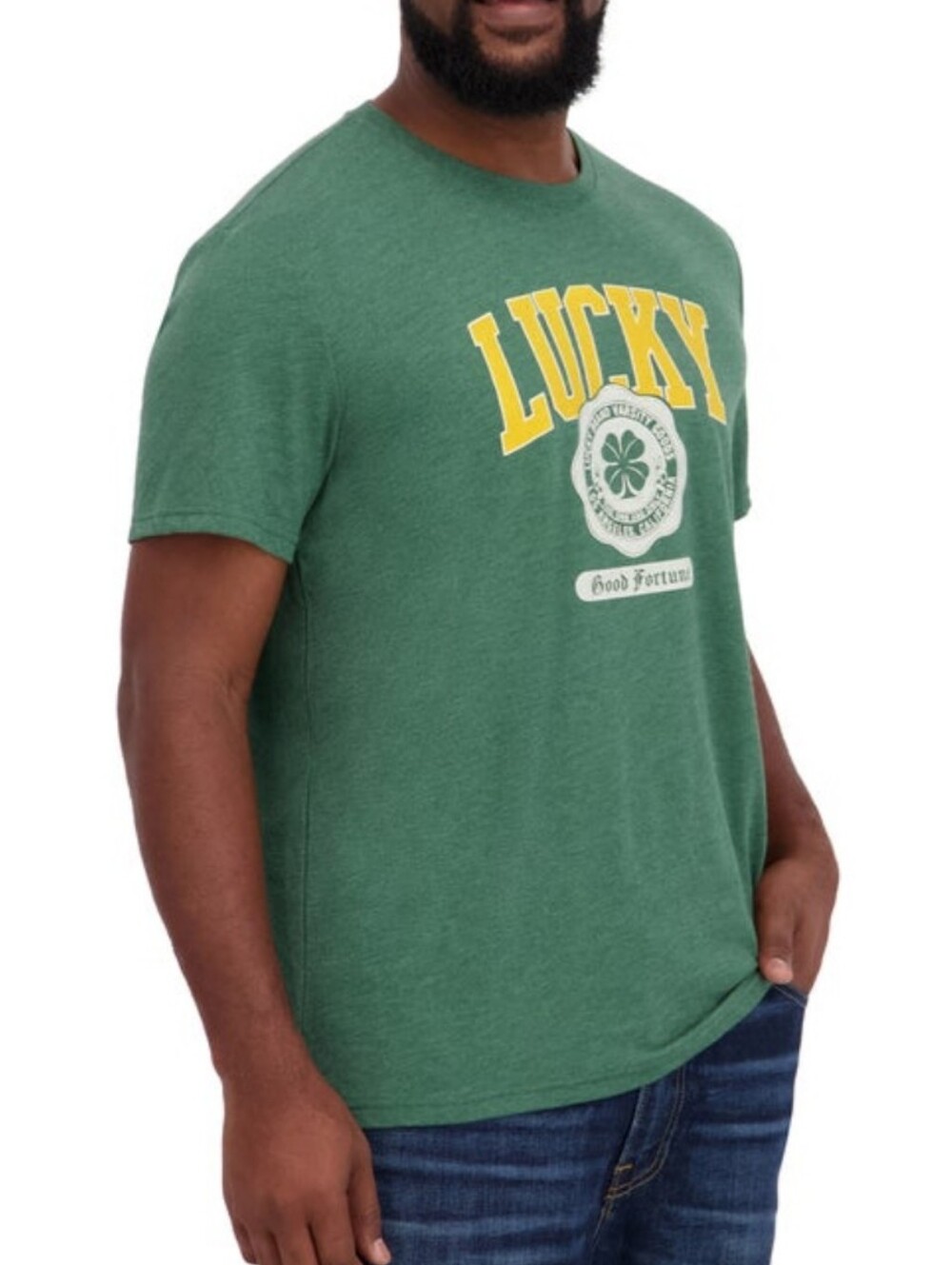 NEW!!! Lucky Brand Men’s Graphic Tee Shirt Good Fortune Green Yellow Size Medium - Picture 5 of 7